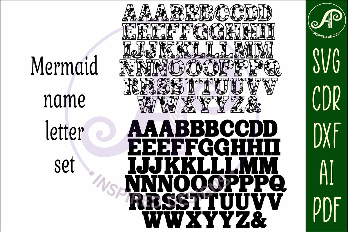 Mermaid alphabet set. 2 layer letter, an Object Graphic by A P Inspired Designs (Photo 4 of 7)