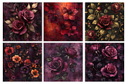 Burgundy Oil Floral Digital Paper, a Photo by RobertsArt (Thumbnail 3 of 4)
