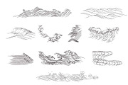 Wave elements in vintage style, an Object Graphic by marukopum (Thumbnail 8 of 9)