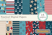 Nautical Digital Papers, a Pattern Graphic by Lovely Clementine (Thumbnail 1 of 3)