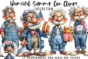 Whimsical 4th of July Grandpa Clipar, an Illustration by OK Design