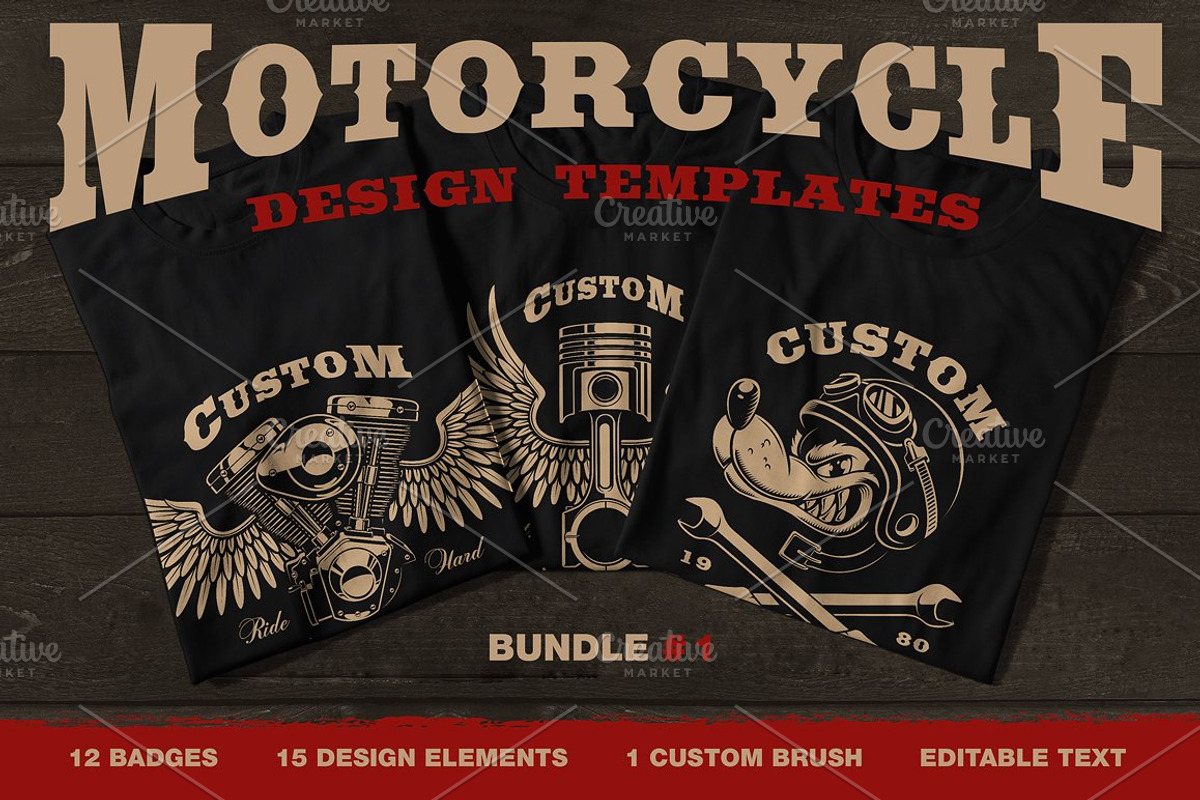 Motorcycle vector design set #1, a Branding & Logo Template by Harry Kasyanov (Photo 1 of 11)