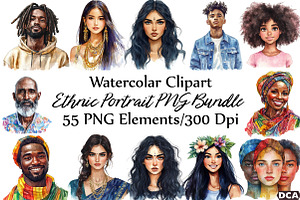 Ethnic Portrait PNG Set, an Illustration by DreamCafeArt