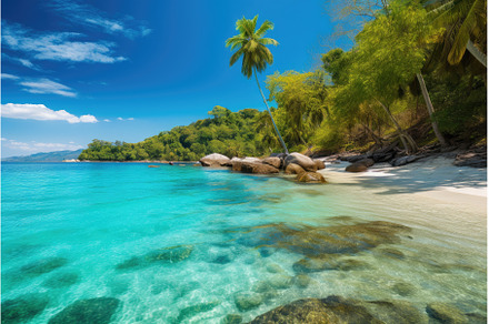 tropical beach with palm trees and, a Nature Photo by Sergey Kotenev