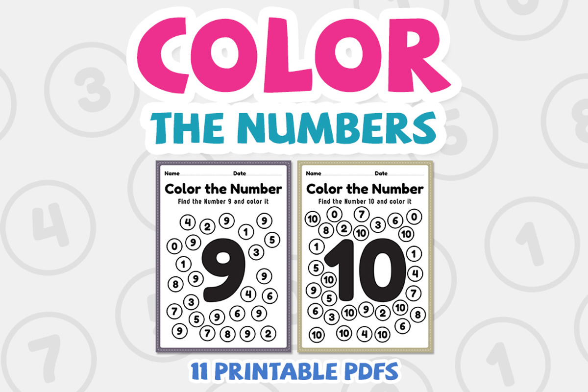 Coloring numbers, 1 to 10 math, an Education Illustration by TukTuk Design (Photo 5 of 7)
