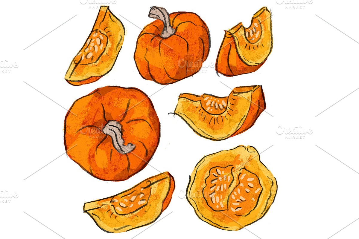 Pumpkin pattern and set, a Pattern Graphic by Melniklenart (Photo 2 of 3)
