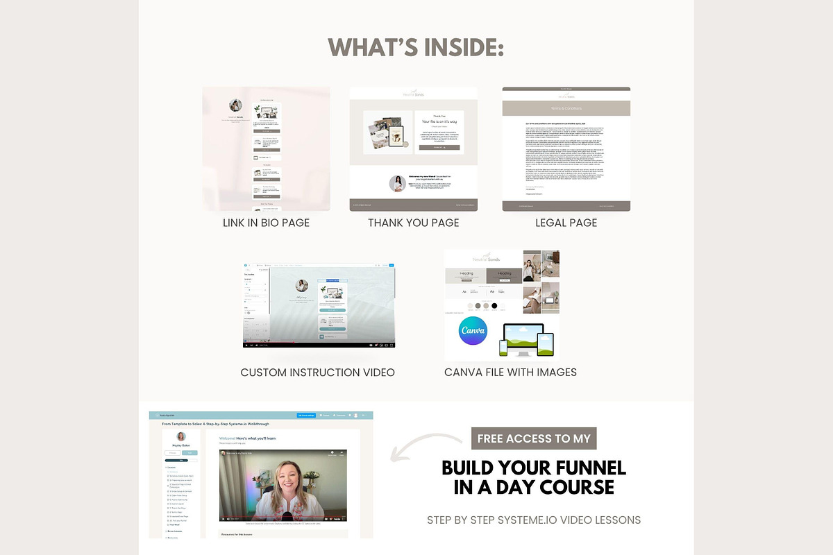 Systeme.io Neutral Sands Link in Bio, a Landing Page Template by Hayley's Digital Hub (Photo 3 of 10)