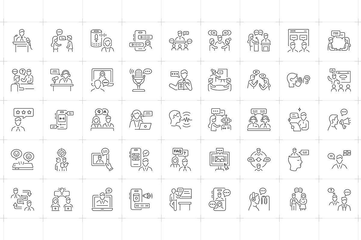 Talking and Speaking Icon Set, an Outline Icon by Prosymbols (Photo 4 of 5)