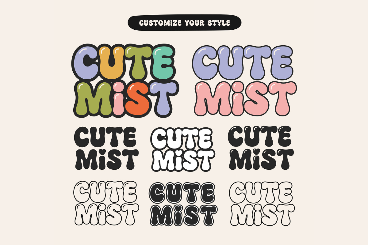 Cute Mist - Bubble Groovy Font, a Handwritten Font by Jozoor (Photo 2 of 8)