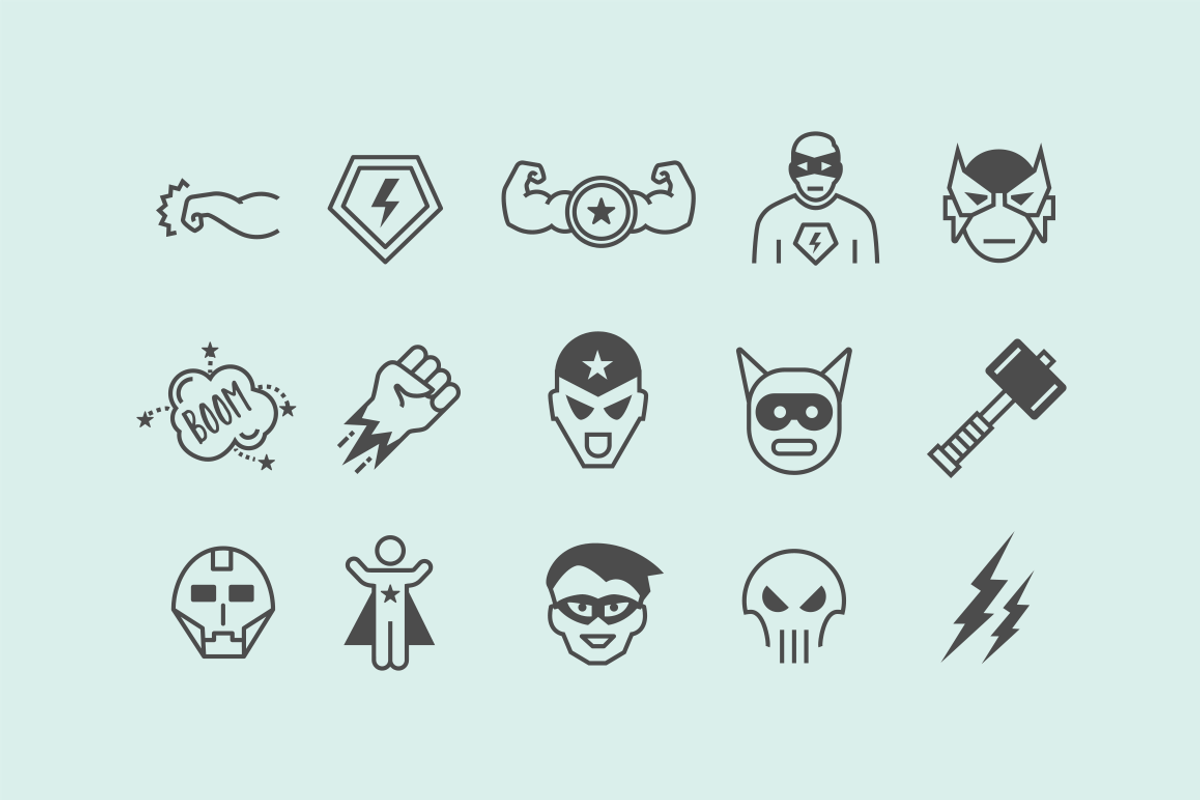 15 Superhero Icons, an Icon by Creative VIP