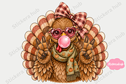 Retro Turkey Blowing Bubble Gum PNG, a Seasonal Illustration by Stickera Hub (Thumbnail 1 of 7)