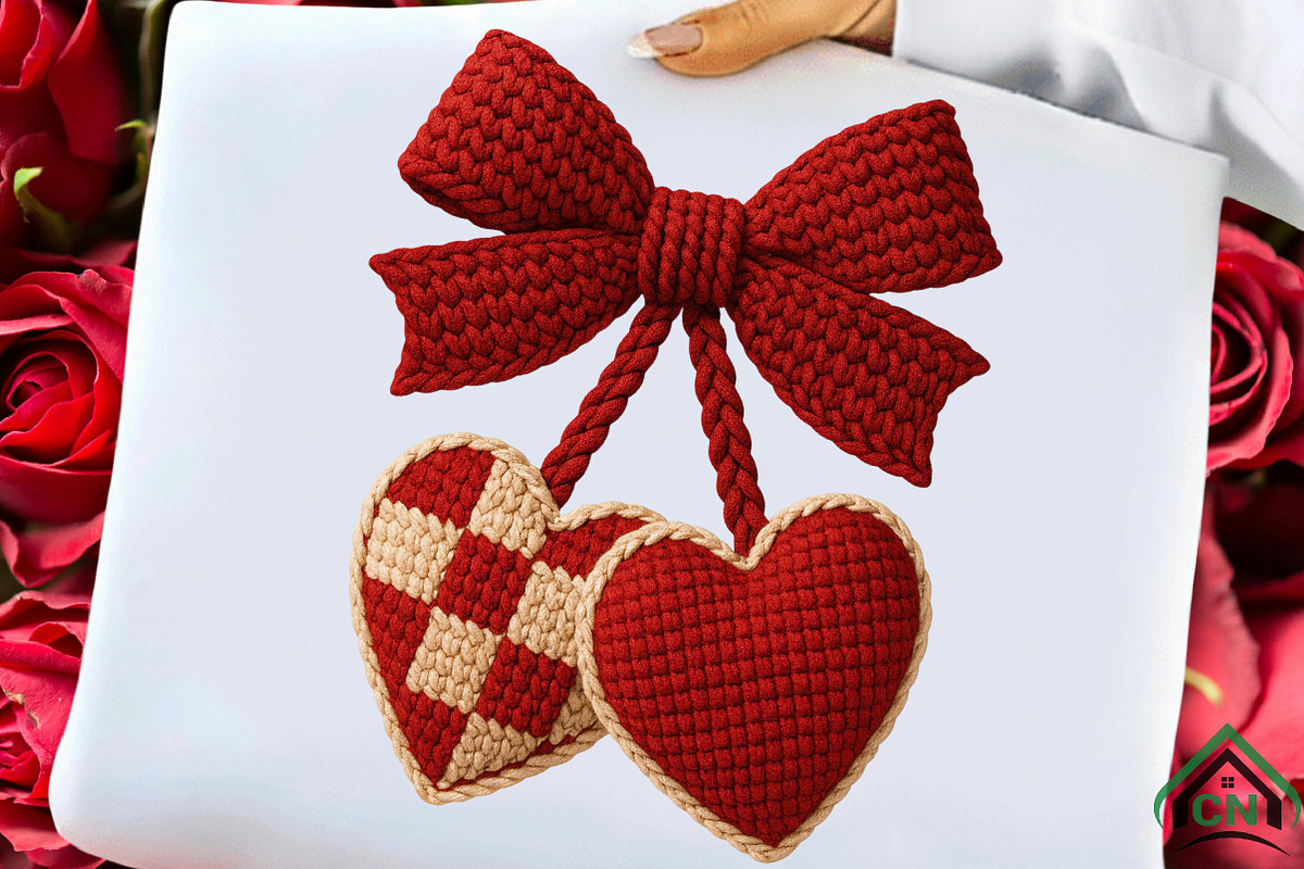Faux Yarn Cherry Valentines PNG, an Illustration by Craft Nest (Photo 5 of 7)