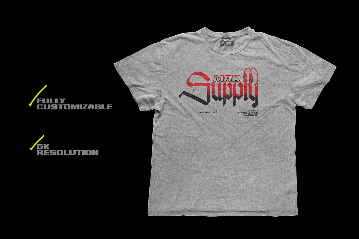Vintage Distressed T-Shirt Mockup, a Shirt Mockup by Mad Supply (Photo 2 of 5)
