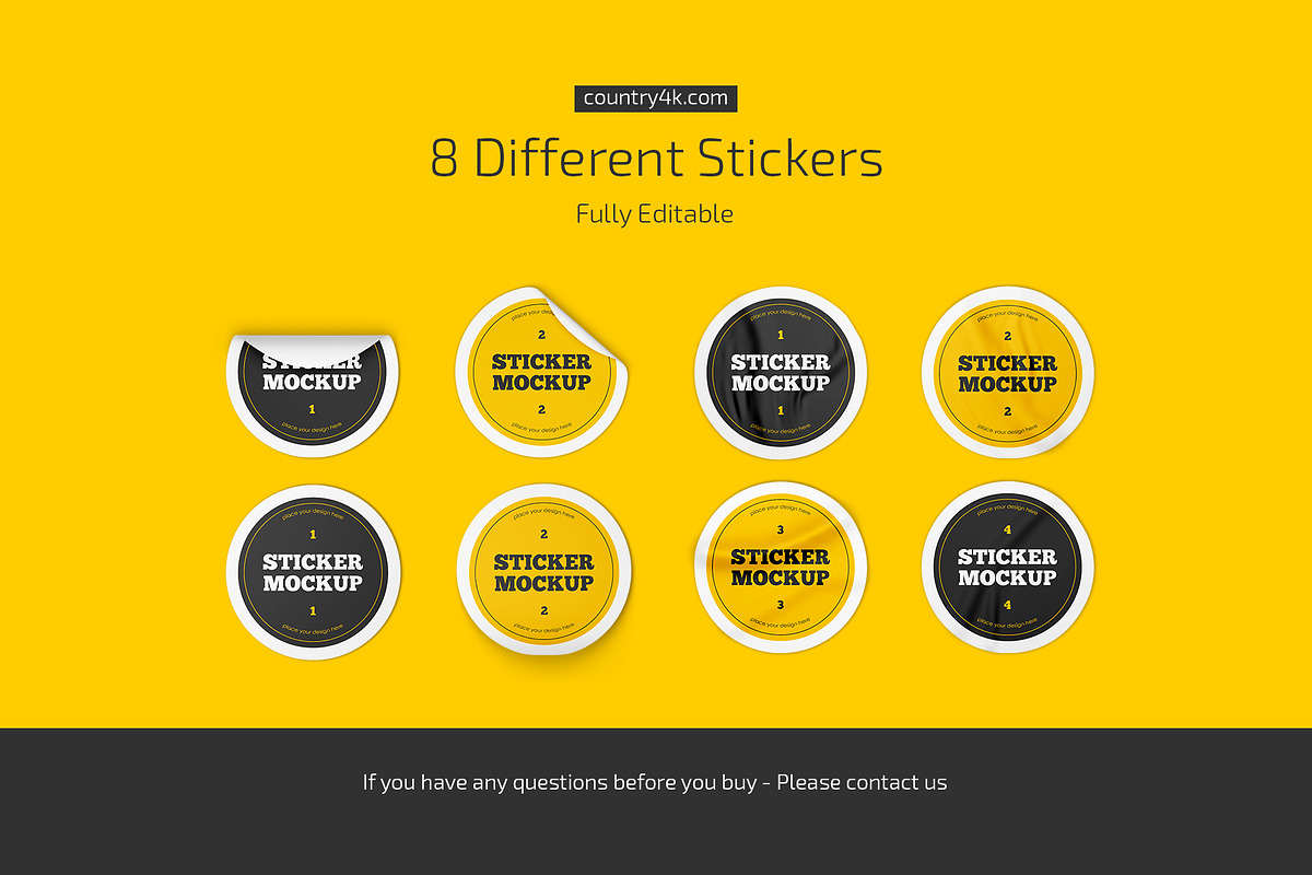 Round Stickers Mockup Set, an Advertising Mockup by Country4k (Photo 4 of 4)