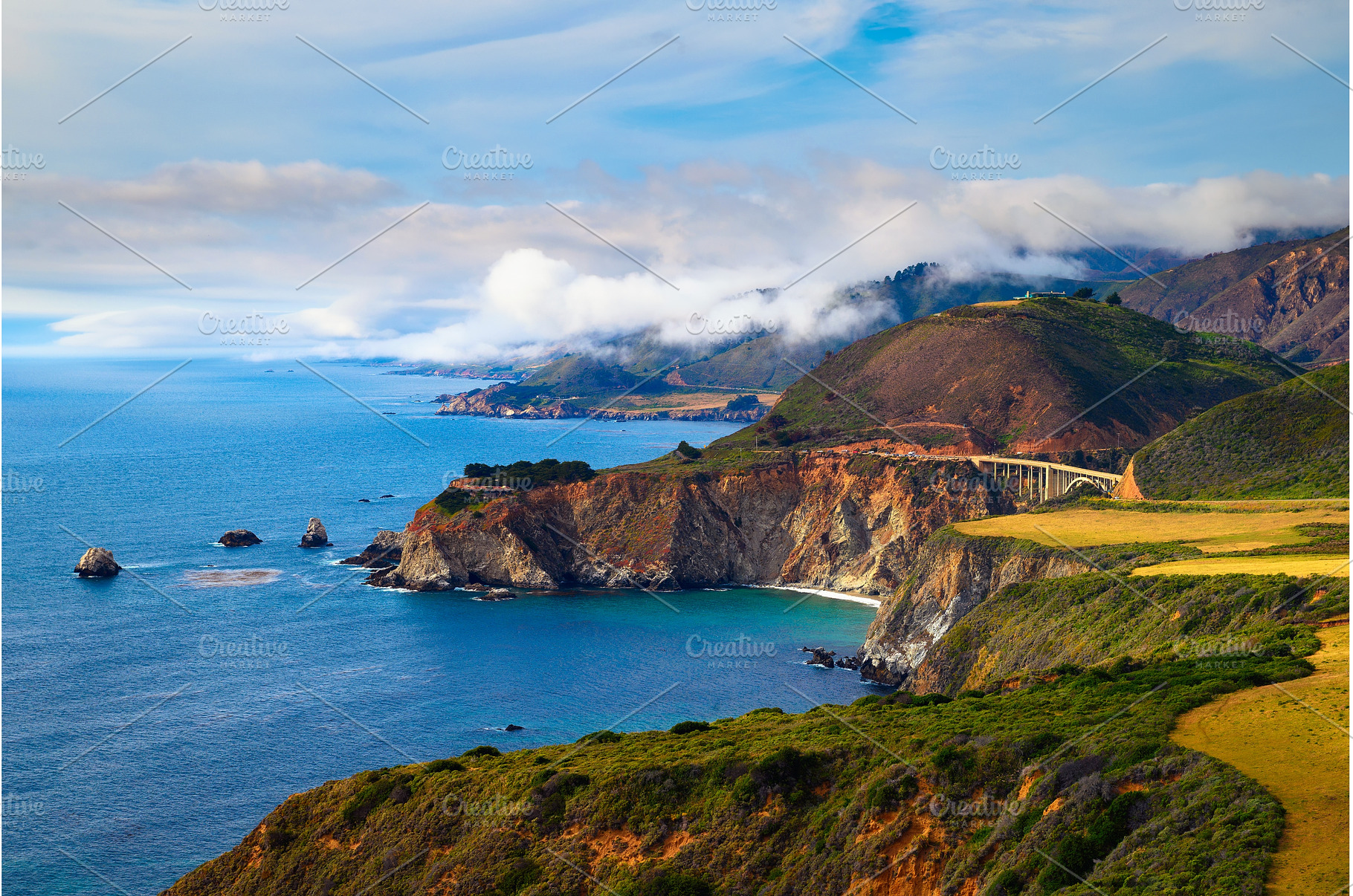 Pacific coast and Bixby Bridge in, a Transportation Photo by Nick Fox