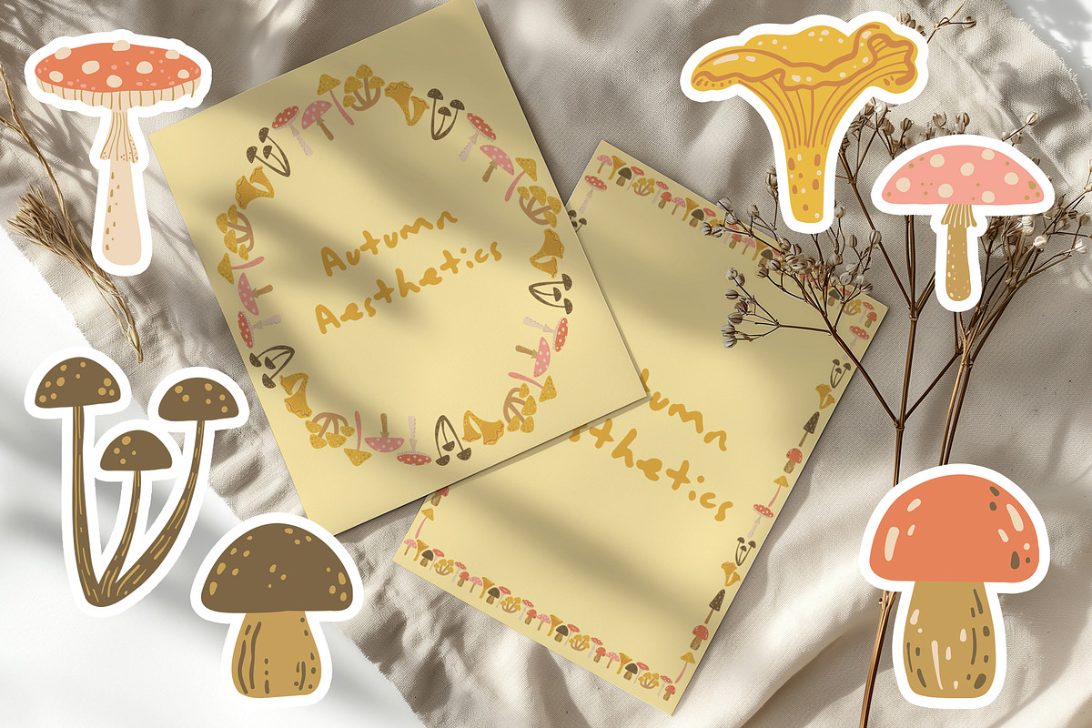 Woodland Mushrooms pattern & clipart, a Seasonal Illustration by Carpet Tapete Pretzel (Photo 4 of 13)