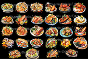 Watercolor Seafood Clipart, an Object Graphic by Negarin Digital Art (Thumbnail 3 of 9)