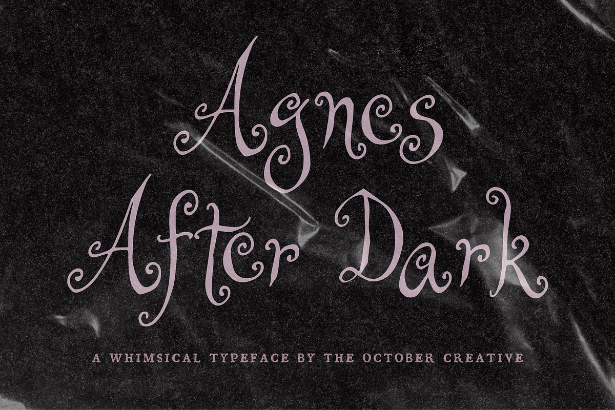 Agnes After Dark Curly Display Font, a Handwritten Font by The October Creative (Photo 1 of 8)