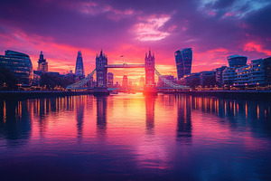 Stunning sunset over London with Tow, a Photo by Tanuart
