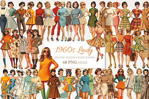1960s Lady Clipart 48 PNG, a Person Illustration by EleSArtDesign