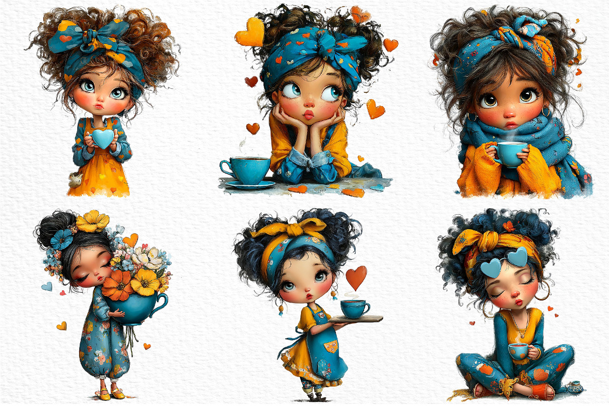 Valentine Tea Girl Clipart PNG, an Illustration by Craft Nest (Photo 4 of 10)