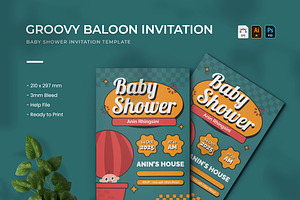 Baloon - Baby Shower Invitation, a Print Template by VUNIRA