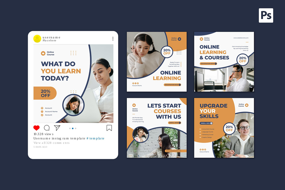 Online Course Instagram Post, a Social Media Template by CavenArt (Photo 4 of 5)