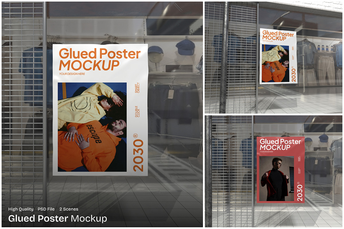 Glued Poster Mockup, an Advertising Mockup by Unerispace (Photo 1 of 5)