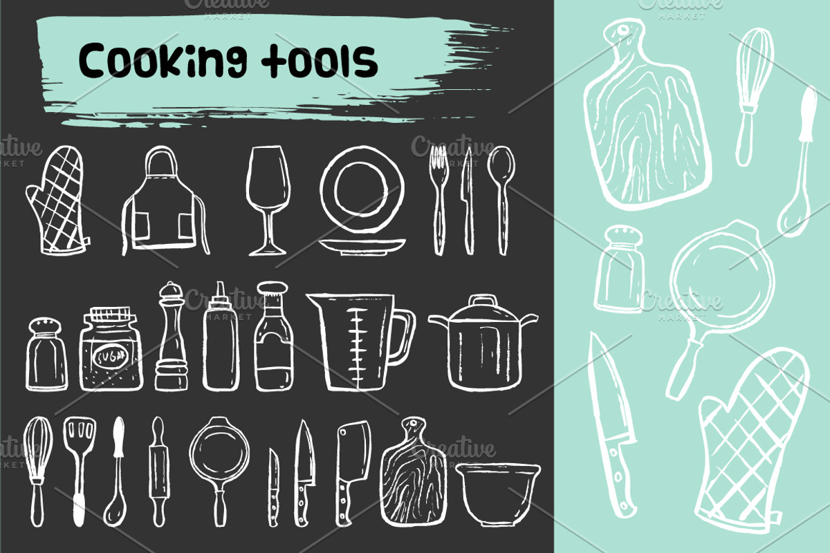 Cooking tools doodle icons, an Icon by faitotoro