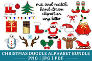 Christmas Doodle Alphabet PNG Bundle, a Graphic by CraftlabSVG (Thumbnail 2 of 13)