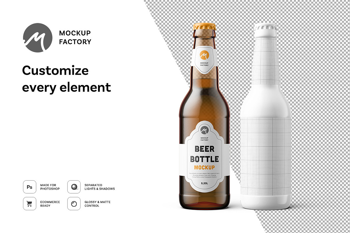 Beer Bottle Mockup, a Packaging Mockup by Mockup Factory (Photo 2 of 3)
