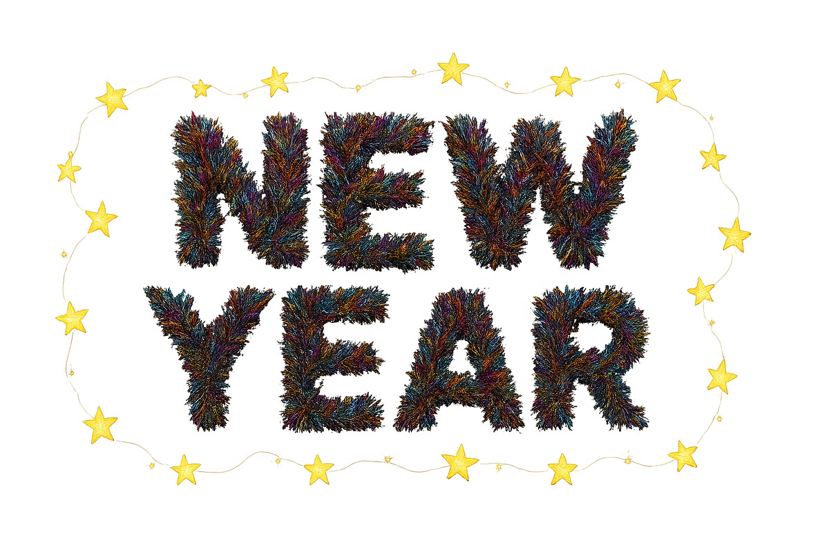 New year text with star frame on tra, an Illustration by Dvoevnore photos