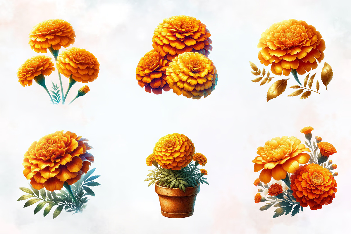 Fall Marigold Clipart, an Illustration by RobertsArt (Photo 5 of 7)