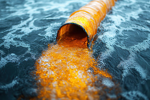 Pollution from a broken pipe drains, a Photo by Tanuart