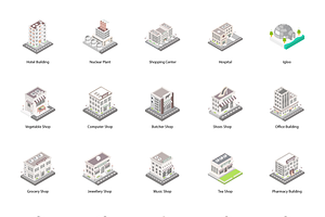 Isometric City Building Illustration