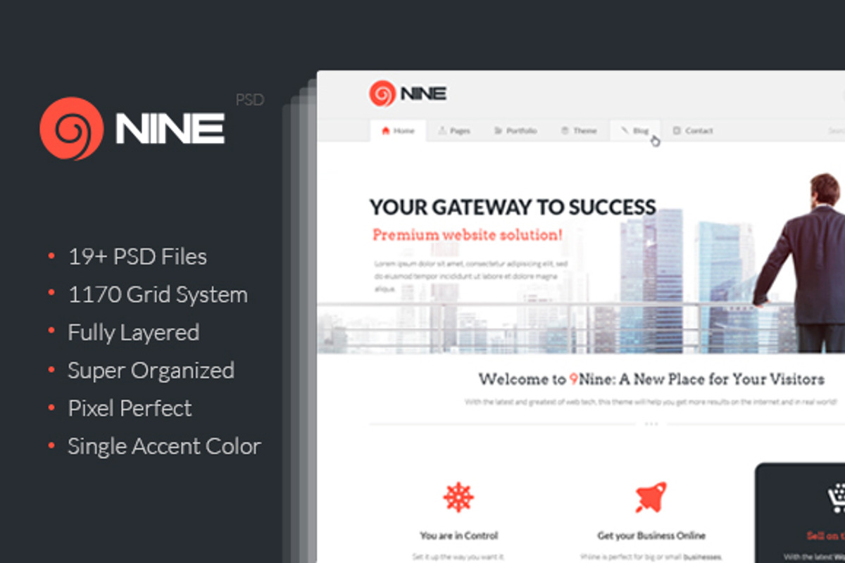 9Nine - Clean PSD Design, a WordPress Template by ColorByt (Photo 1 of 5)