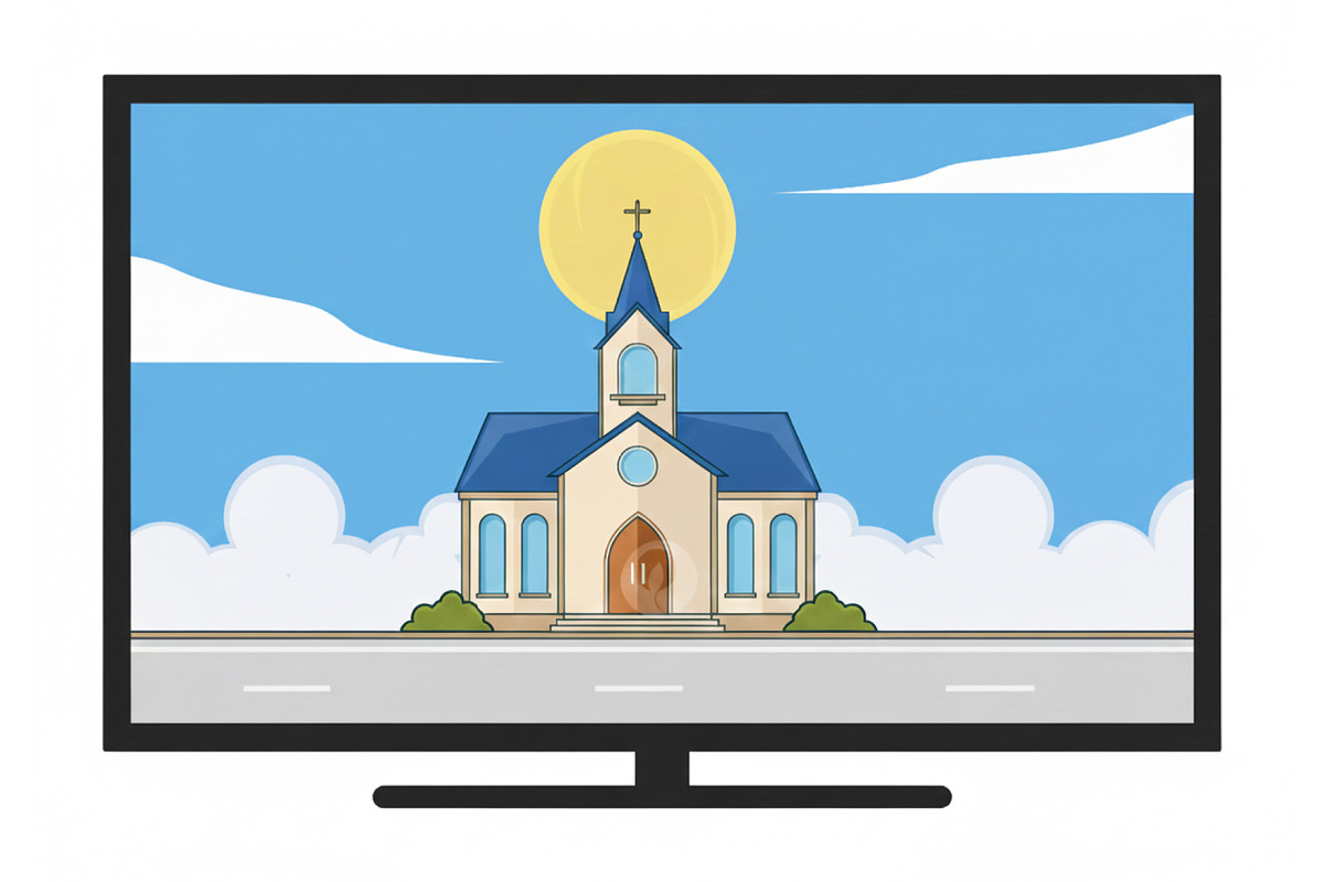 church building landscaped vector, a Decorative Illustration by zyxroun shop (Photo 3 of 3)