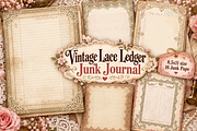 Vintage Lace Ledger Junk Journal, a Background Graphic by Printable Treasure (Thumbnail 1 of 3)