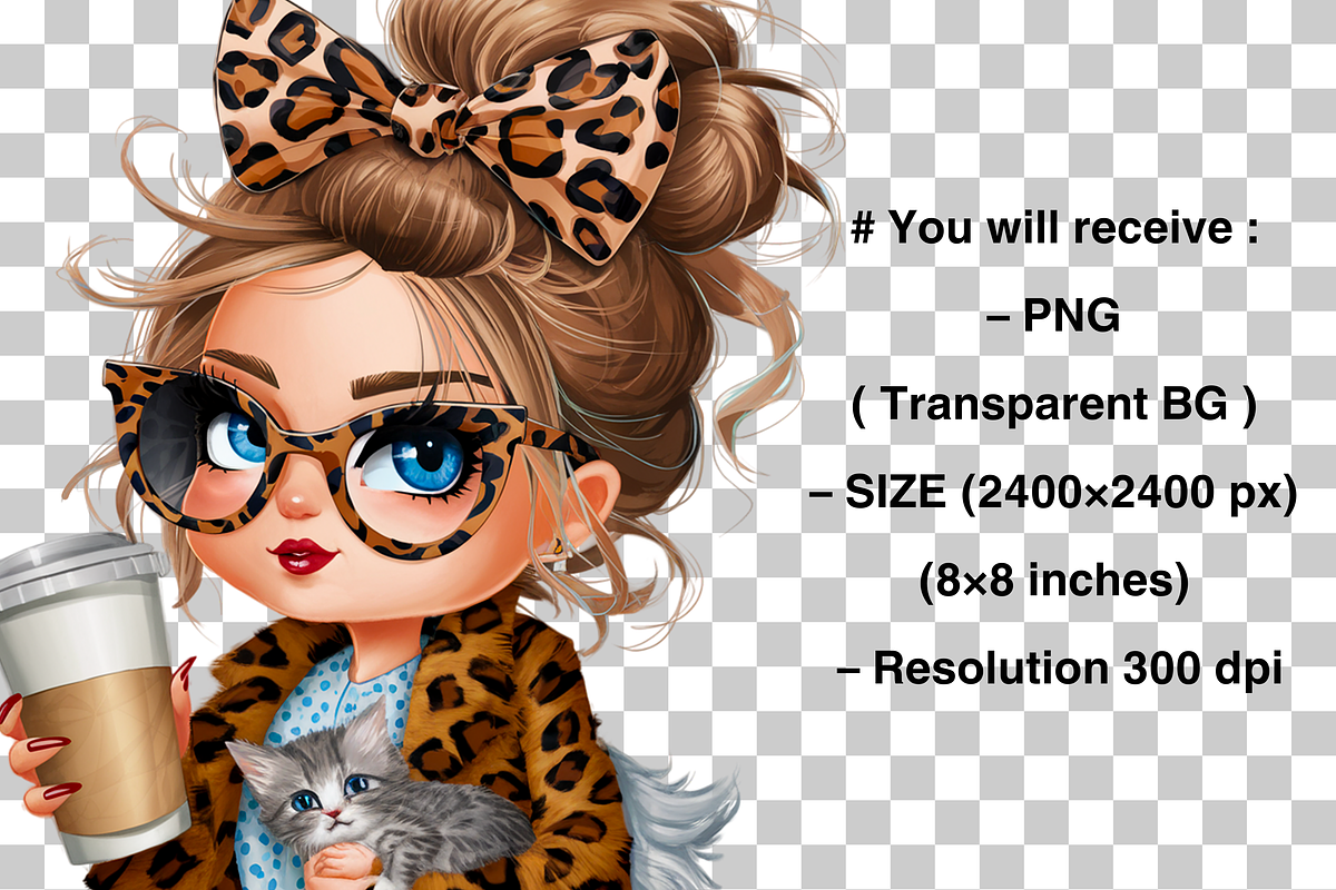 Girl Leopard Bow Clipart PNG Bundle, a Graphic by Clipart Bloom (Photo 11 of 12)