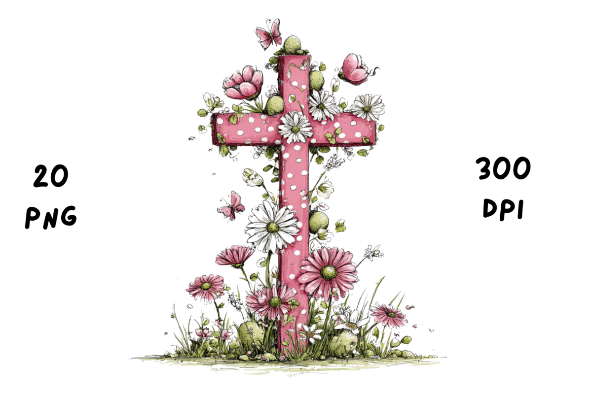 Whimsical Easter Cross Floral Spring, a Seasonal Illustration by GiraffeCreative (Photo 15 of 20)