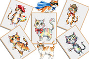 Quirky Cats Sublimation Clipart, an Illustration by Creative Art (Thumbnail 4 of 9)