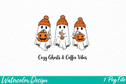 Ghost Coffee PNG, an Illustration by Watercolor design (Thumbnail 1 of 3)