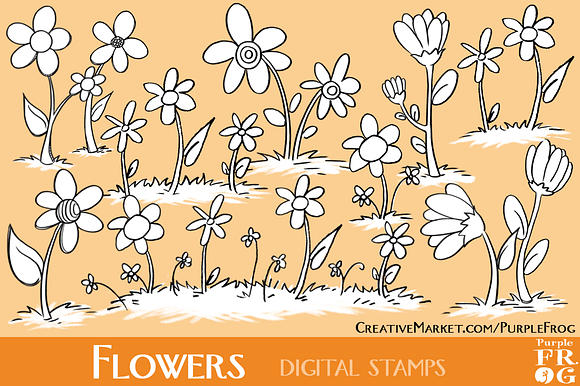 Flowers Digital Stamps Brushes