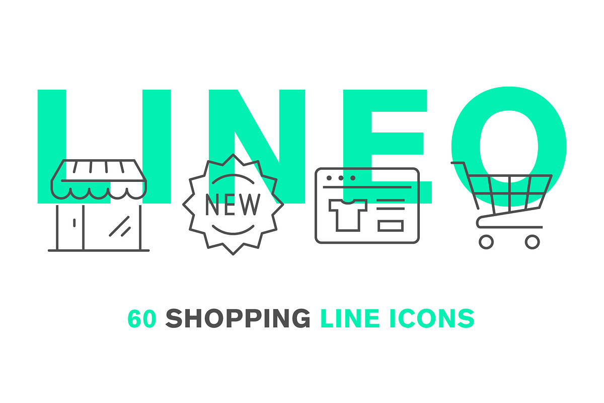 LINEO - 60 SHOPPING ICONS, an Outline Icon by sharpnose (Photo 1 of 6)