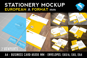 European A-Format Stationery Mockup