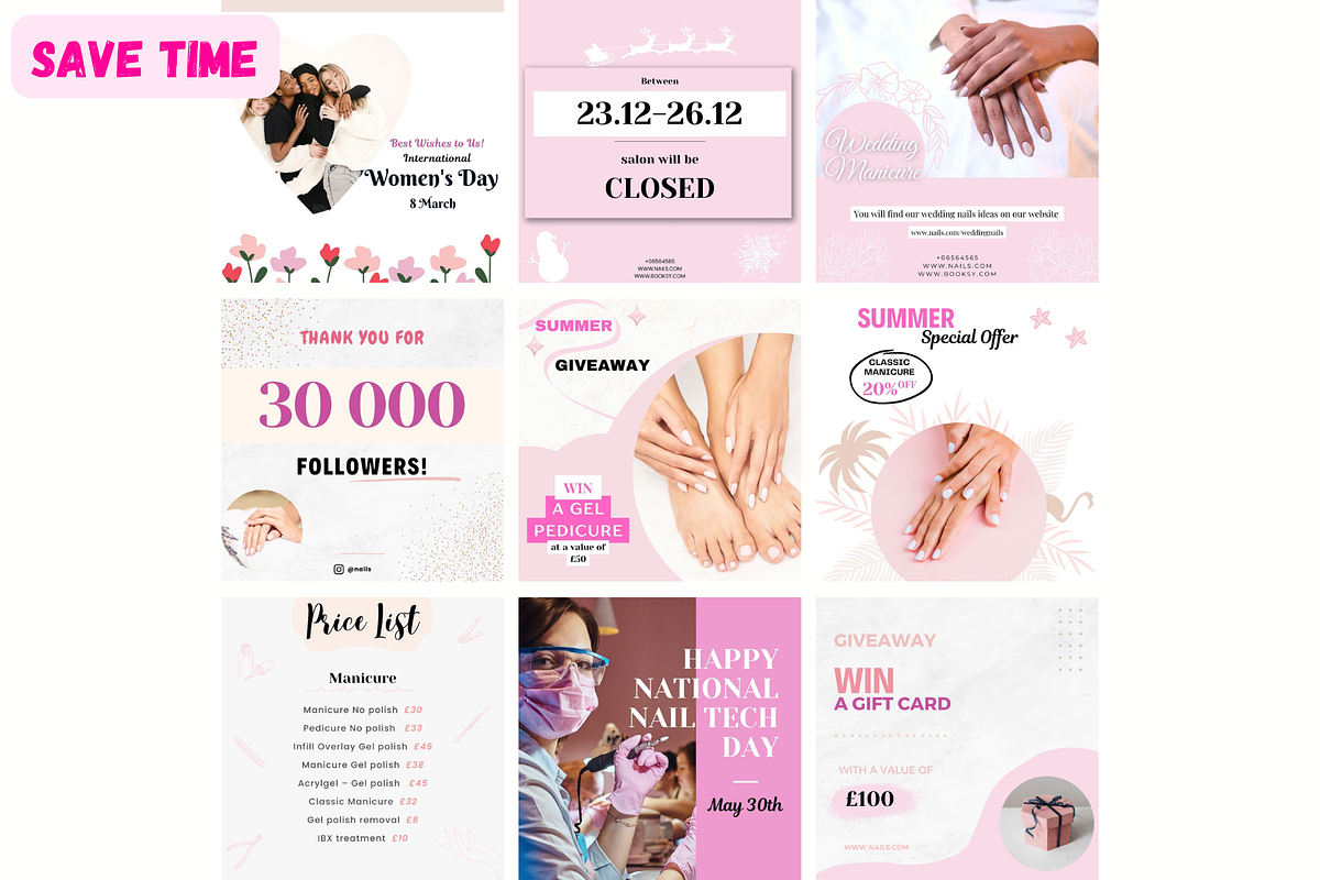 Nail Social Media Posts Templates, a Templates & Theme by GraphiCarola (Photo 6 of 7)