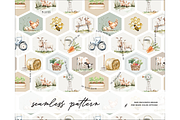 Farming nursery pattern cow chicken, a Pattern Graphic by Milatoo (Thumbnail 1 of 5)