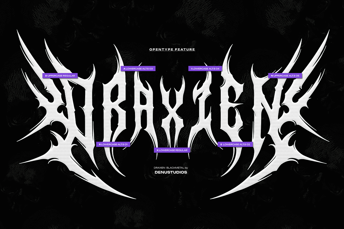 Draxien | Black Metal Font, a Blackletter Font by Denustudios (Photo 10 of 12)