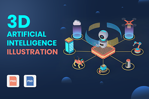 3D AI Illustration, a Scene 3D Model by Flat Icons