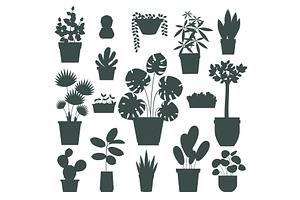 Set silhouettes domestic plants, an Object Illustration by YummyBuum